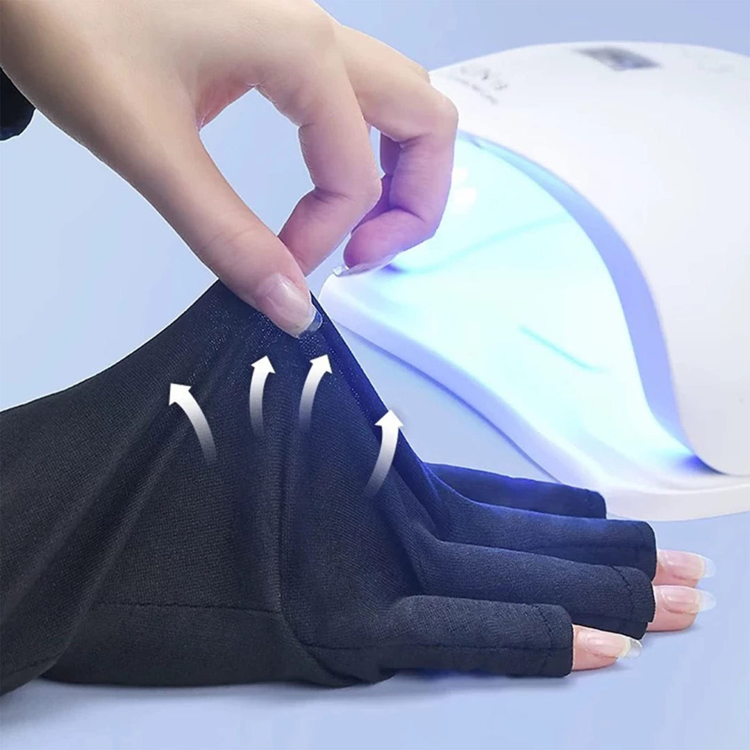 Anti UV Gloves Gel Nail Lamp UV Shield Glove,Professional Protection Gloves for Manicures,Protect Hands Nail Art Stretchy Fingerless Glove for Home Outdoor(Black)