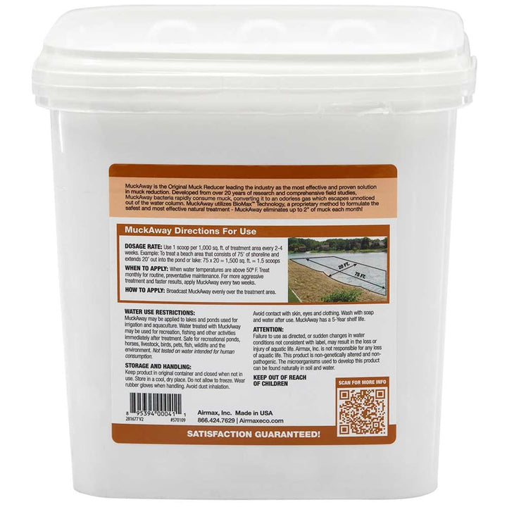 MuckAway, Natural Pond Muck Remover, Cleans & Clears Away Muck & Sludge, Easy to Use Bacteria & Enzyme Tablets, Safe for The Environment, Treats 1,500 Sq Ft, 6 Month Supply, 16 Scoops, 8 lbs
