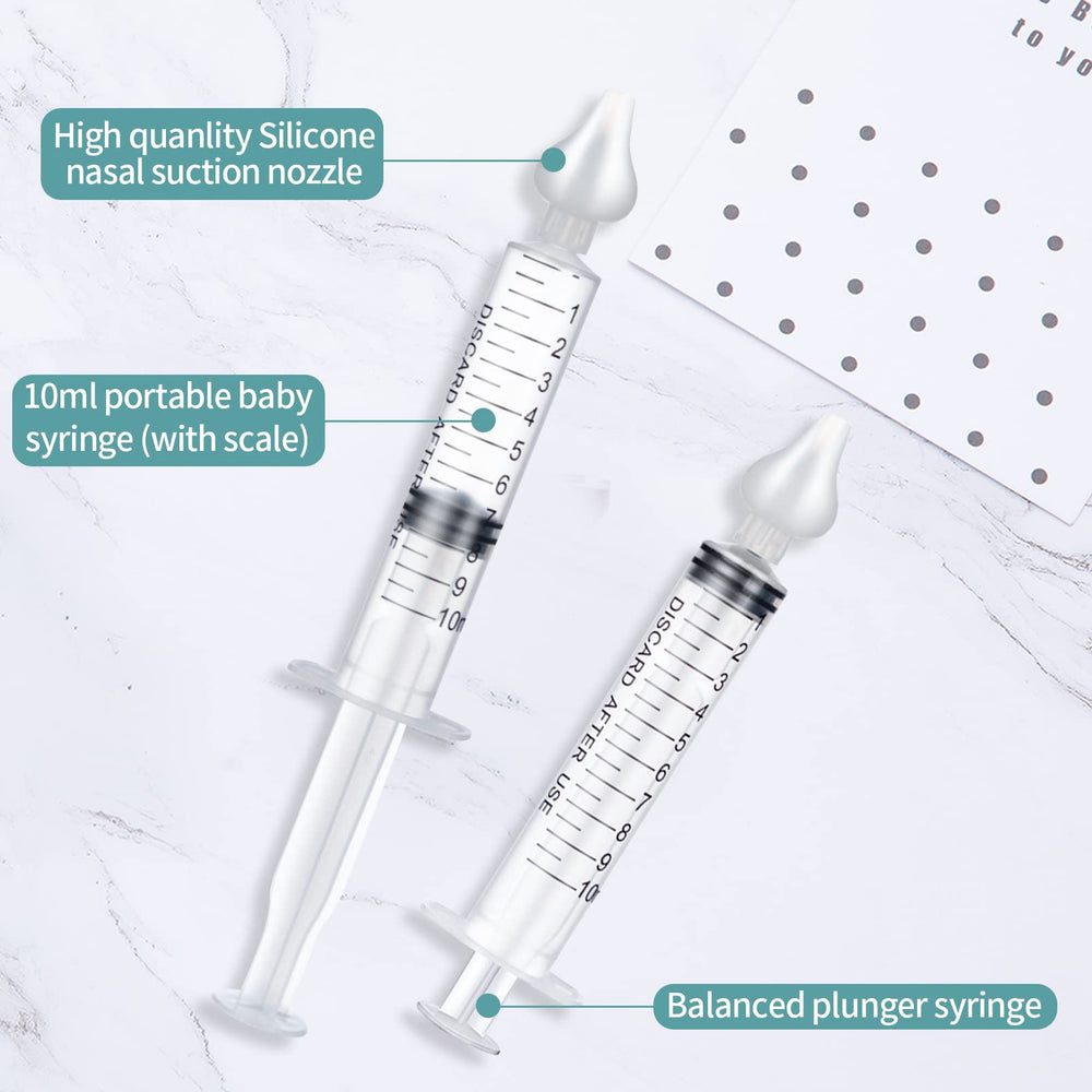 Baby Nose Syringe - Professional Fly Baby Irrigator with Clean and Reusable Silicone Nose Tips (2 Pieces)