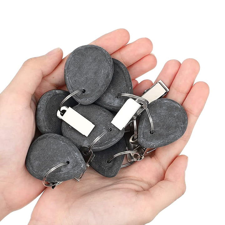 Tablecloth Weights Hangers, Tablecloth Pendant Stone Table Cover Weights with Metal Clips for Outdoor Party Picnic Table Decoration (Grey (6pcs))