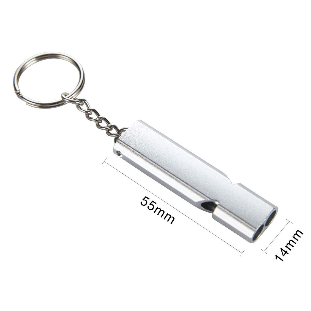 2 Pack Survival Whistle with Lanyard and Keychain Double Tubes Emergency Safety Whistle with Keyring for Boating Outdoor Camping Hiking Hunting Sports Dog Training (2 Pack Silver)
