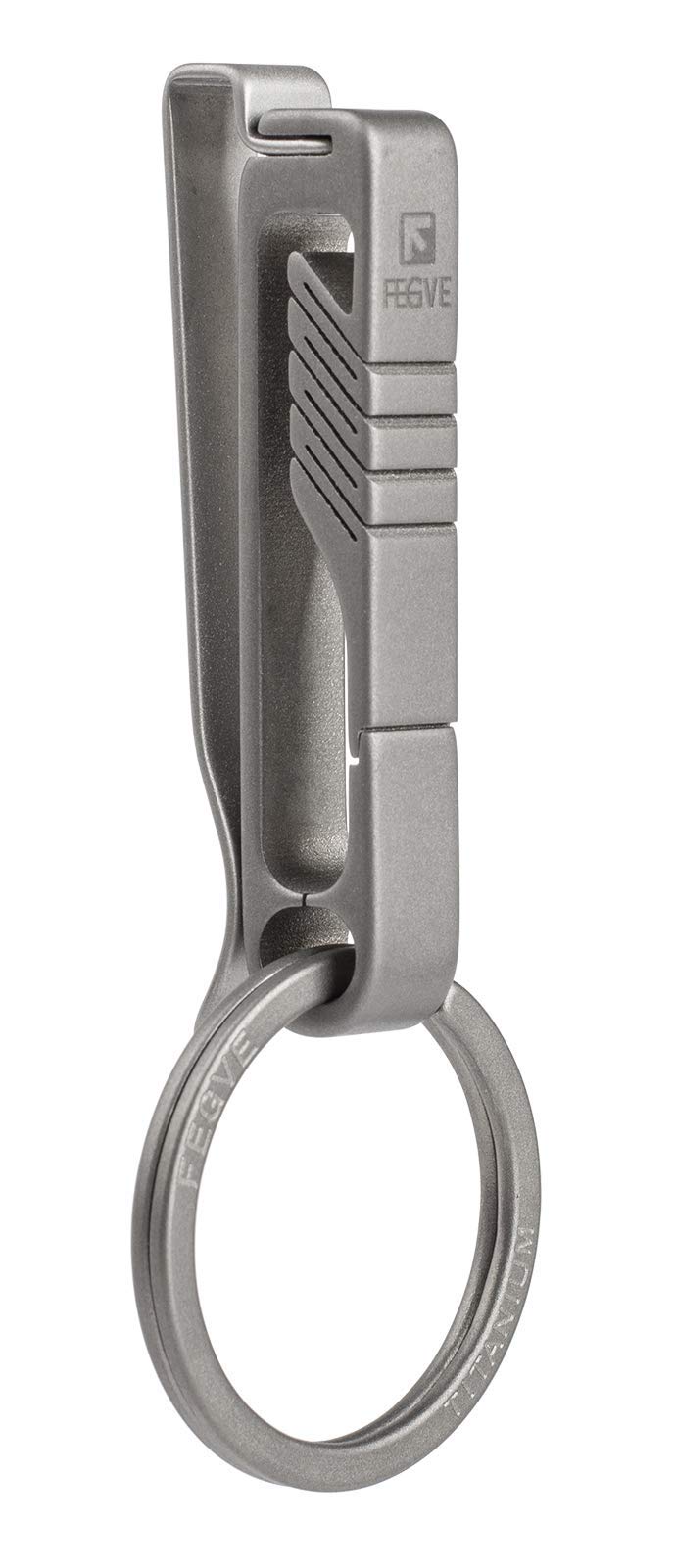 Belt Keychain Titanium Belt Loop Key Holder, Stainless Steel Back Clip, with Detachable Keyring for Men and Women