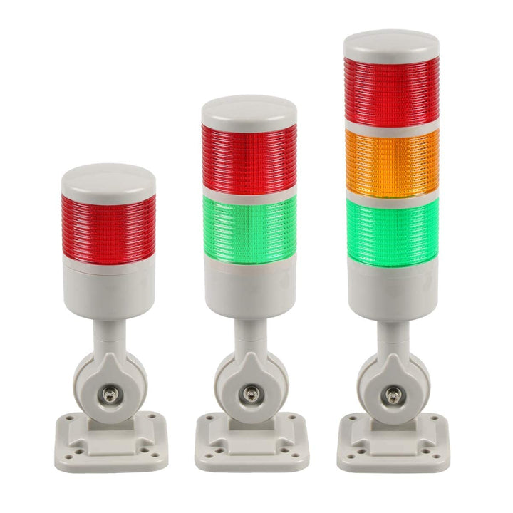 Led Signal Tower Stack Lights, Industrial Signal Warning Lights, Column Tower Lamp Andon Lights with Rotatable Base, Steady/Flashing Light Switchable,12V 24V DC(3-Layer, no Buzzer)