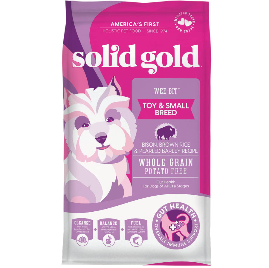 Small Breed Dog Food - Whole Grain Made w/Real Bison, Brown Rice, & Pearled Barley - High Fiber, Probiotic Dry Dog Food for Dogs with Sensitive Stomachs - 12 LB