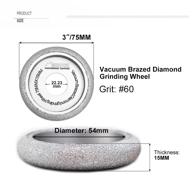 3 Inch Profile Hand Diamond Wheel Height 15mm Convex Curve Edge Grinding for Stone Marble Granite Rock