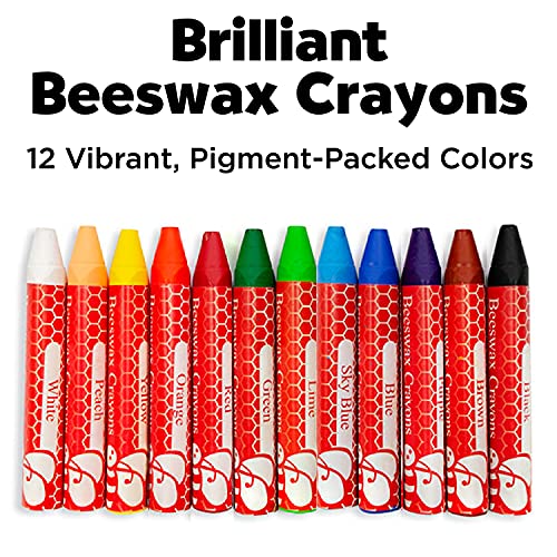 Beeswax Crayons in Durable Storage Case, 12 Vibrant Colors
