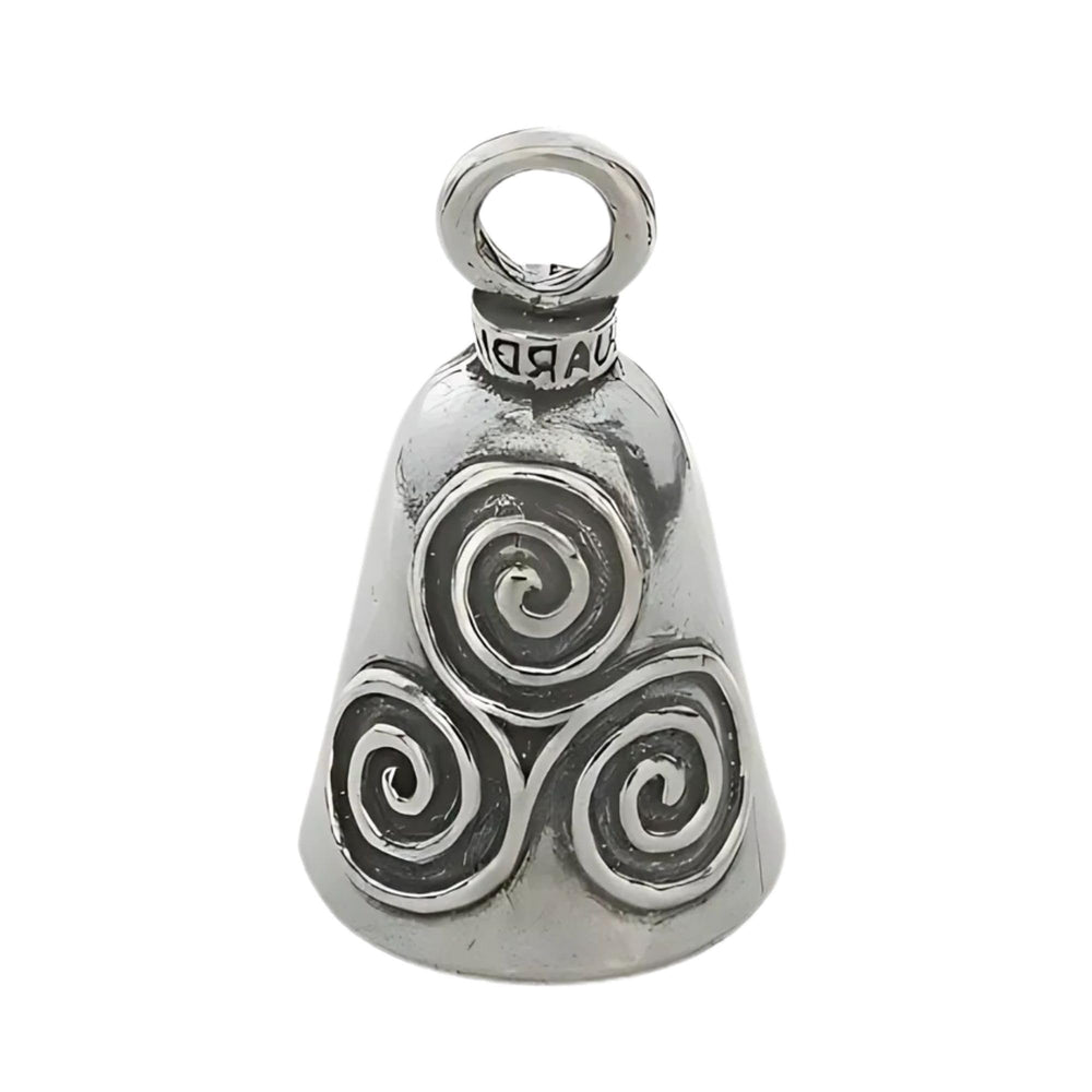 Triskele Good Luck Bell w/Keyring & Black Velvet Gift Bag | Motorcycle Bell | Lead-Free Pewter | Made in USA