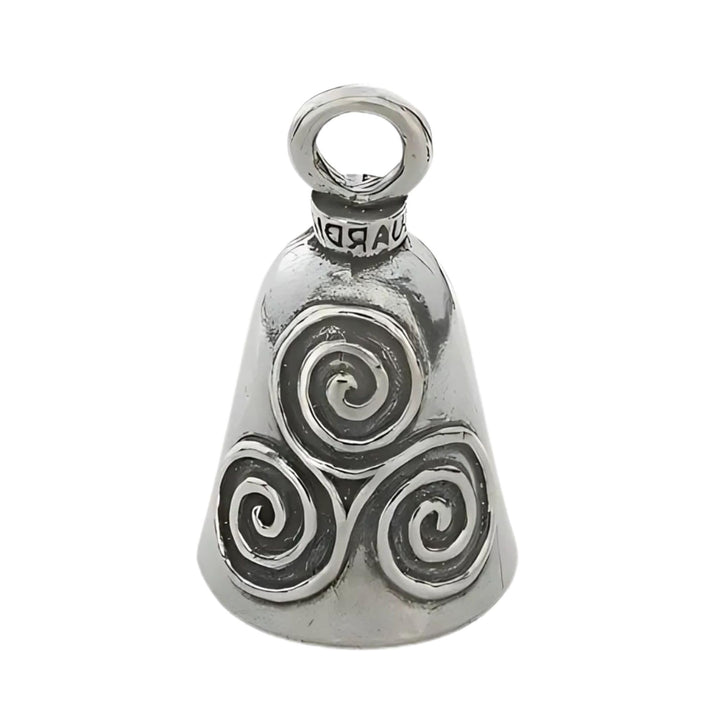 Triskele Good Luck Bell w/Keyring & Black Velvet Gift Bag | Motorcycle Bell | Lead-Free Pewter | Made in USA