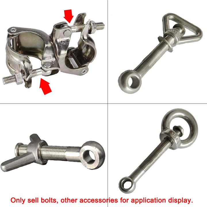 M6 x 50mm Machinery Shoulder Swing Lifting Eye Bolt 304 Stainless Steel Metric Thread 2pcs