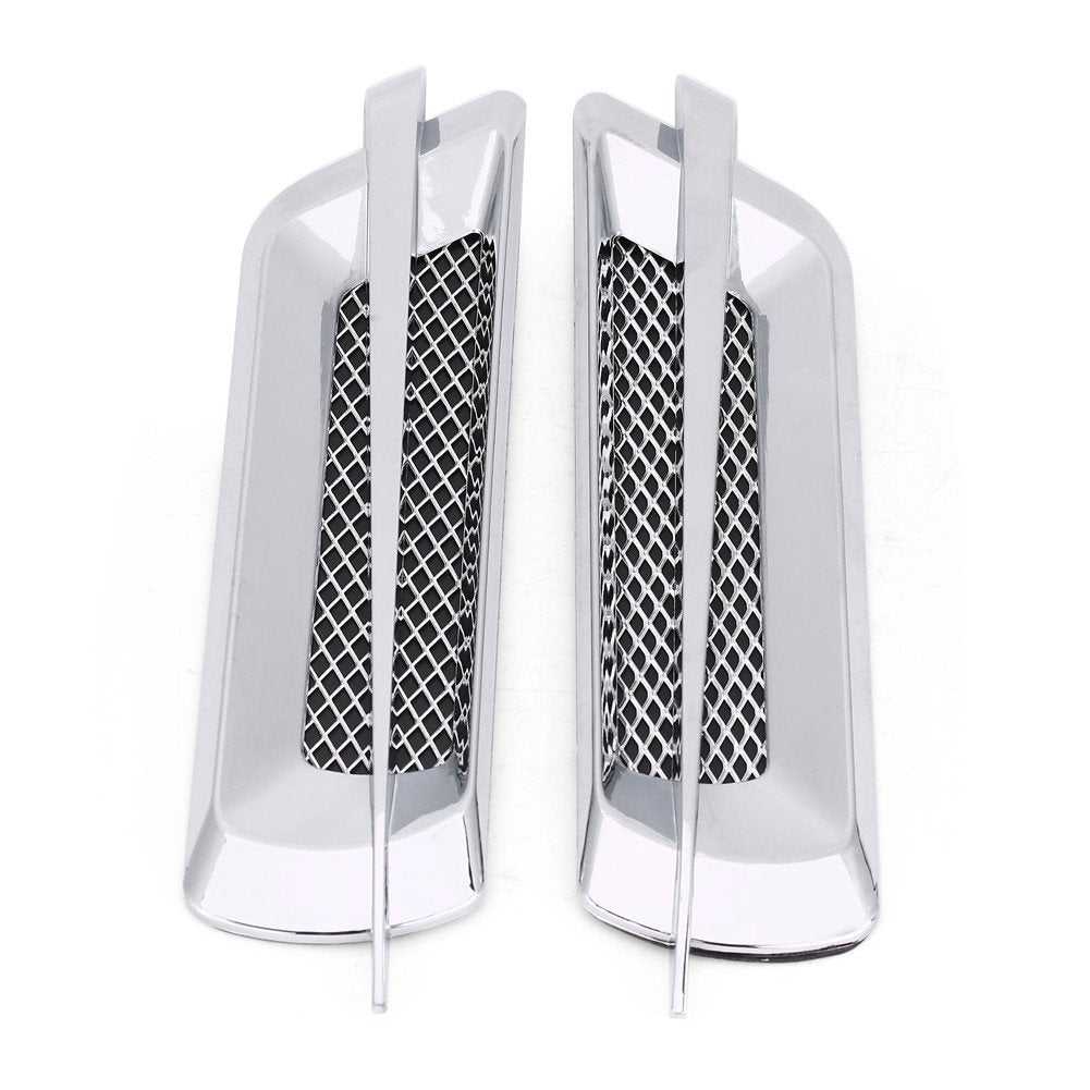 Car Hood Vent, 2pcs Auto SUV Universal Car Air Intake Grille Side Mesh Vent Air Decorative Sticker Universal (Chrome Silver)