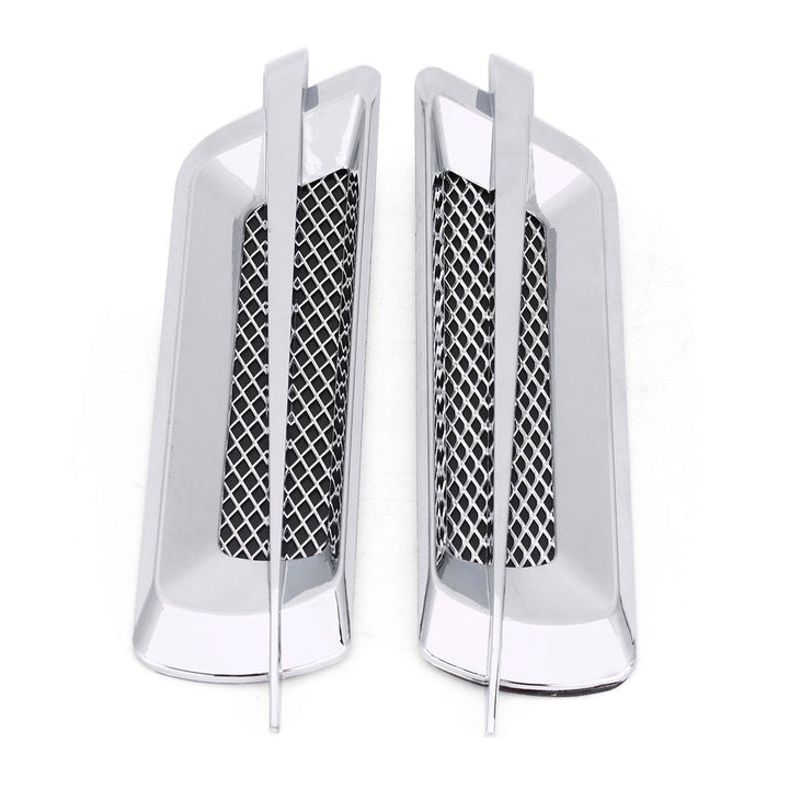 Car Hood Vent, 2pcs Auto SUV Universal Car Air Intake Grille Side Mesh Vent Air Decorative Sticker Universal (Chrome Silver)