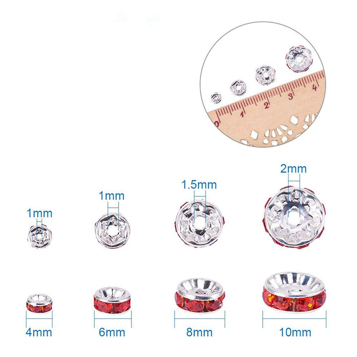 100Pcs Rondelle Spacer Beads 8mm Silver Plated Czech Crystal Rhinestone for Jewelry Making Loose Beads for Bracelets