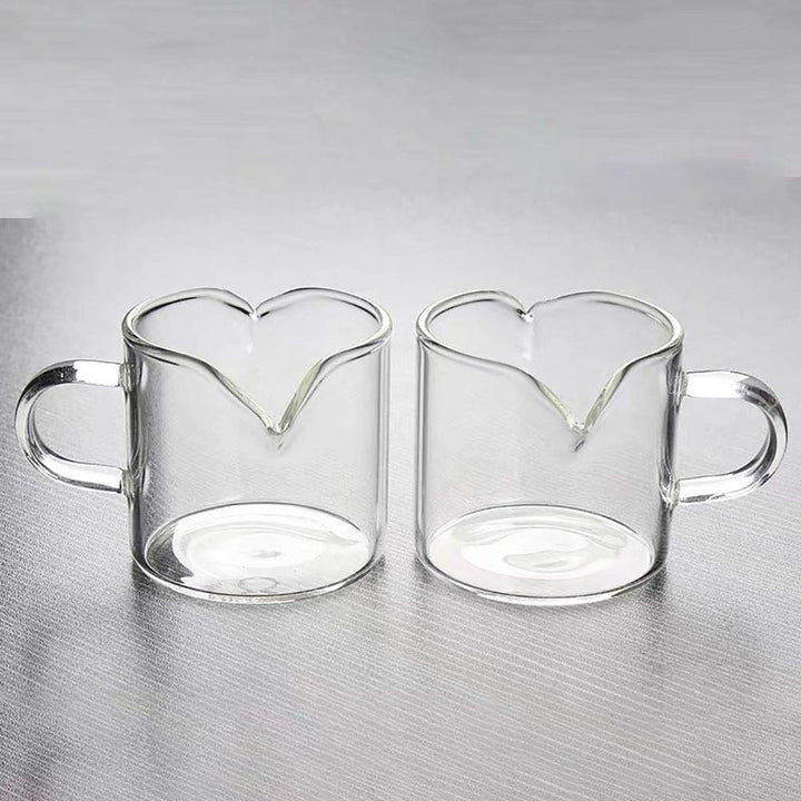 Shot Glasses Espresso Parts Double Spouts Milk Cup Clear Glass (Clear Glass-2Pack)