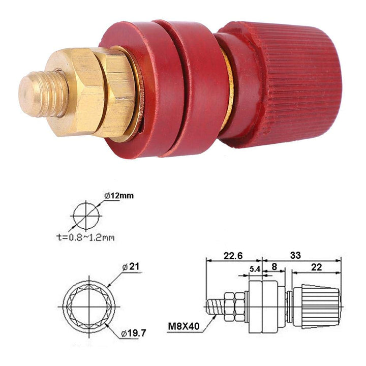 200A Terminal Binding Post 555 Type Brass Pillar Terminal Block M8 Threaded Diameter Binding Post 0-380V 2pcs