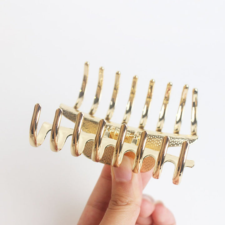 Women Lady Vintage Metal Claw Hair Clip Bath Shark Chuck Top Clip Hair Accessories for Thick Hair (Gold)