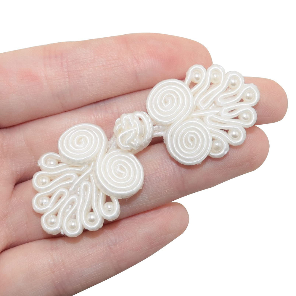 10PCS Chinese Closure Buttons, Chinese Knots Frog Buttons Closure Sewing Buttons Fasteners for DIY Sewing Sweater Cheongsam Cloak Coats Scarf Cardigan and Costumes Outfit Sewing, Ivory White