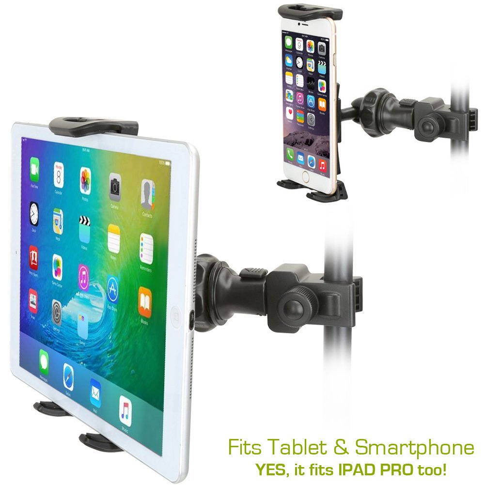 QuickLock Microphone Music Mic Stand Pole bar Mount for Apple ipad Pro Air Mini Galaxy Tab S24 S23 iPhone 15 16 Pro MAX Plus *use with All 7-12 Tablet & Smartphones