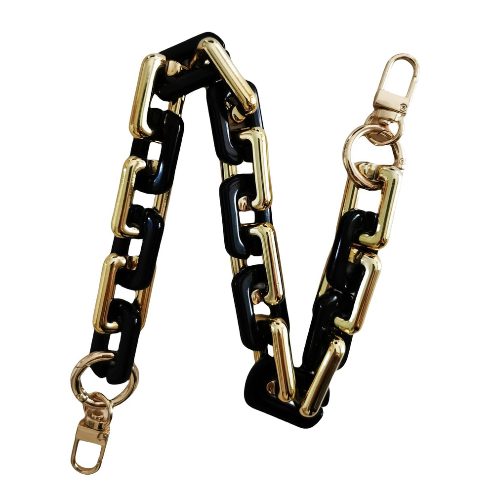 Purse Resin Chain Handle Strap Acrylic Chain Replacement Strap for Handbag Fashion Chain Strap for Evening Clutch Bag (Black Suede)