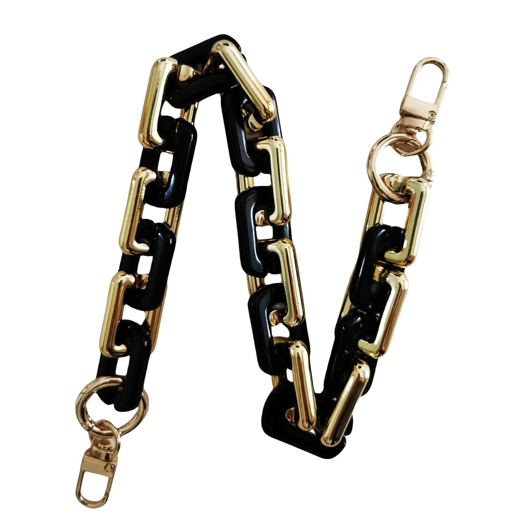 Purse Resin Chain Handle Strap Acrylic Chain Replacement Strap for Handbag Fashion Chain Strap for Evening Clutch Bag (Black Suede)