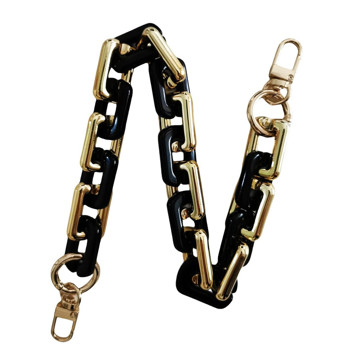 Purse Resin Chain Handle Strap Acrylic Chain Replacement Strap for Handbag Fashion Chain Strap for Evening Clutch Bag (Black Suede)