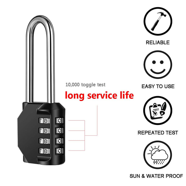 2 Pack 2.6 Inch Long Shackle Combination Lock, 4 Digit Outdoor Waterproof Padlock for School Gym Locker, Sports Locker, Storage Unit, Gate, Fence, Toolbox (Black)