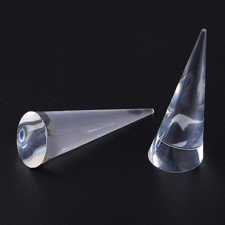 2Pcs Cone Shape Acrylic Jewelry Ring Display Holder Finger Ring Stand Single Ring Display Support Holder Decorative Display Stands for Jewelry Ring/Wedding Ring, Clear