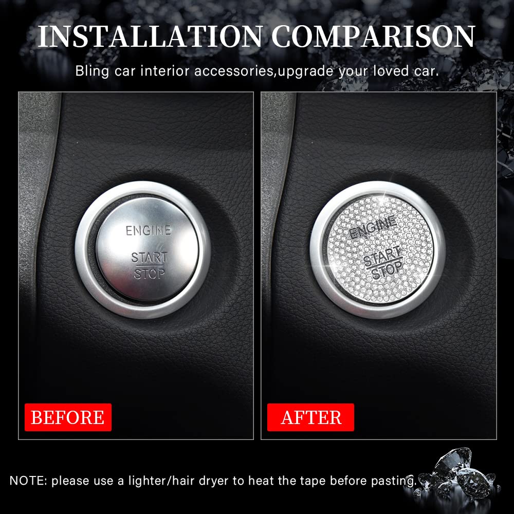for Mercedes-Benz Interior Accessories Bling Engine Start Stop Button Cover Ignition Button Cap Metal Decal Sticker for C E S M CLA CLS GLA GLC GLE GLK GLS Class