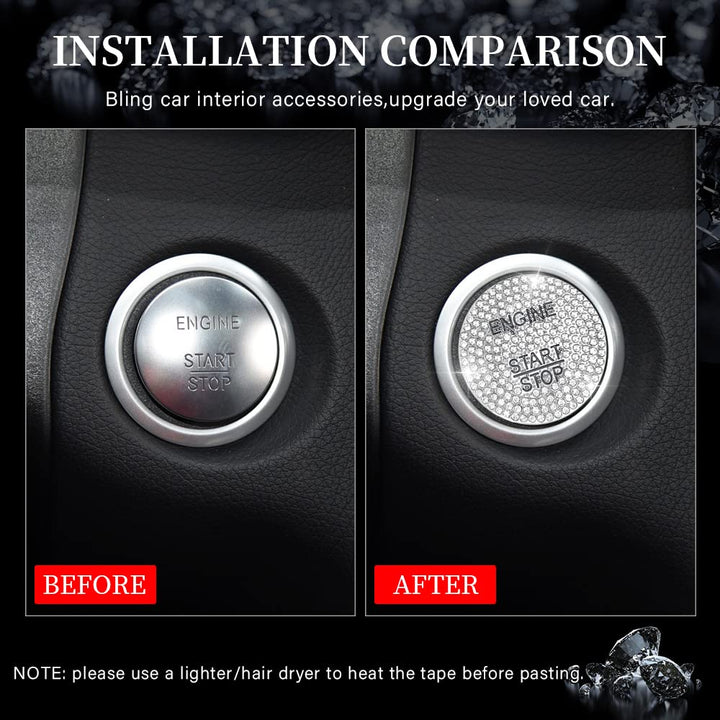 for Mercedes-Benz Interior Accessories Bling Engine Start Stop Button Cover Ignition Button Cap Metal Decal Sticker for C E S M CLA CLS GLA GLC GLE GLK GLS Class