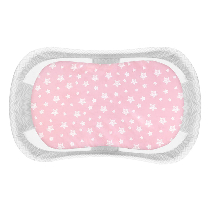 Bassinet Sheet, 33 X 17 Flexible for Different Cradle and Bassinet Mattress, Soft Breathable Universal Sheet for Rectangle, Oval, Hourglass Bassinet Mattress, Pink Star