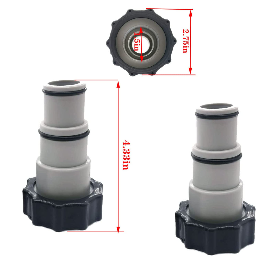 11872 Dual Split Hose Plunger Valve Hose Connector and 1.5” to 1.25”Hose Adapter Plunger Valve with 2 Clamps Replacement for Above Ground Pool Setup and Pool Sand Filter Pump (Set of 2)