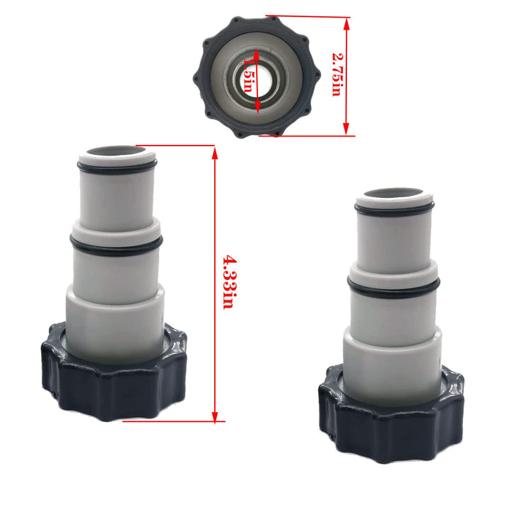 11872 Dual Split Hose Plunger Valve Hose Connector and 1.5” to 1.25”Hose Adapter Plunger Valve with 2 Clamps Replacement for Above Ground Pool Setup and Pool Sand Filter Pump (Set of 2)