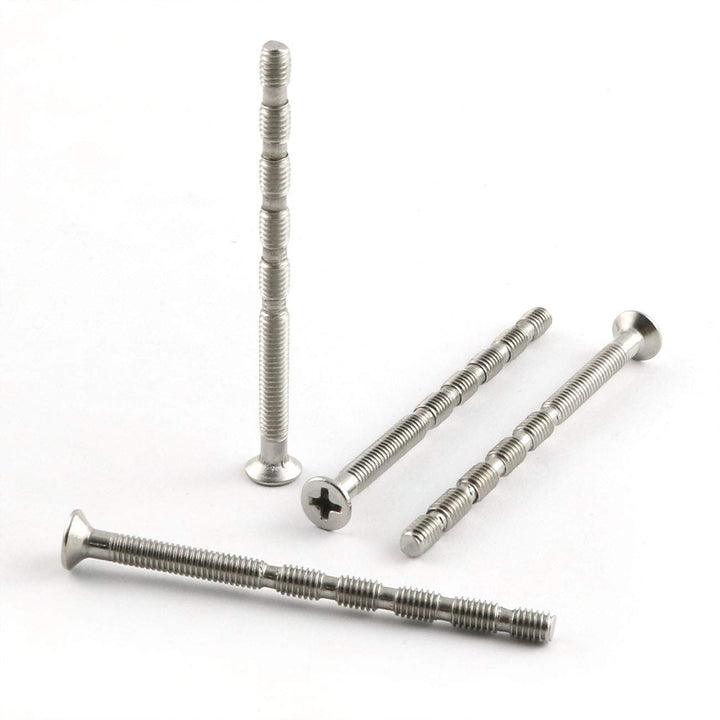 4 Set Door Handle Hardware Lever Handle Screws Connecting Bolts & Sleeves Phillips Drive Flat Countersunk Head Fixing Cutting Slot Articulated Screw M4x60mm