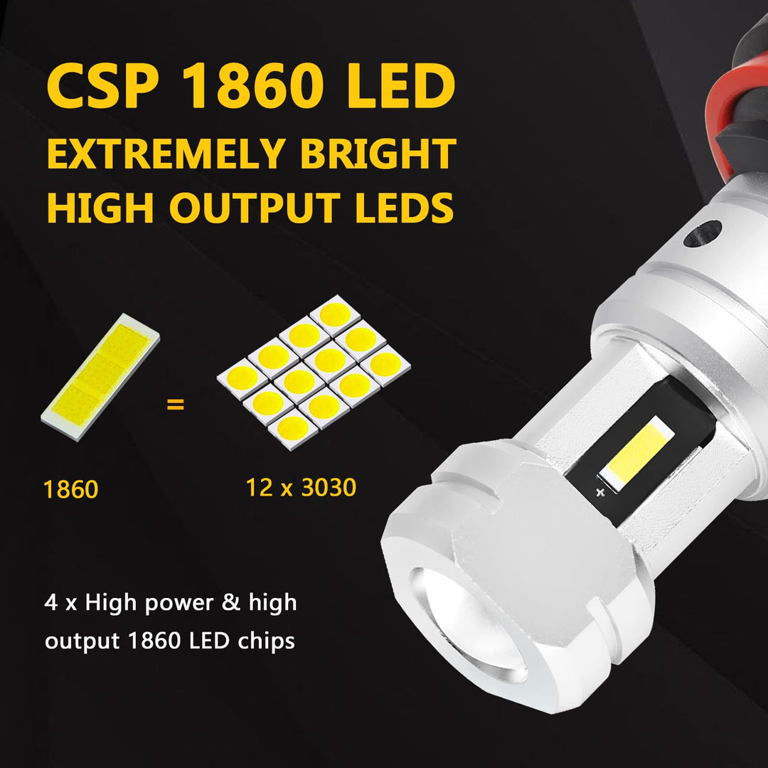 H11 White LED Fog Light Bulbs, Super Bright 3800 Lumens H11LL H8LL H1155 H16 H8 Fog Lights Replacement for Cars, Trucks, SUVs, 6000K Xenon White, Pack of 2