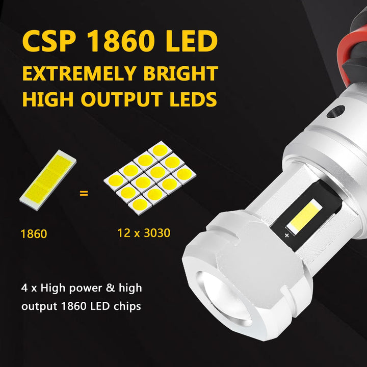 H11 White LED Fog Light Bulbs, Super Bright 3800 Lumens H11LL H8LL H1155 H16 H8 Fog Lights Replacement for Cars, Trucks, SUVs, 6000K Xenon White, Pack of 2