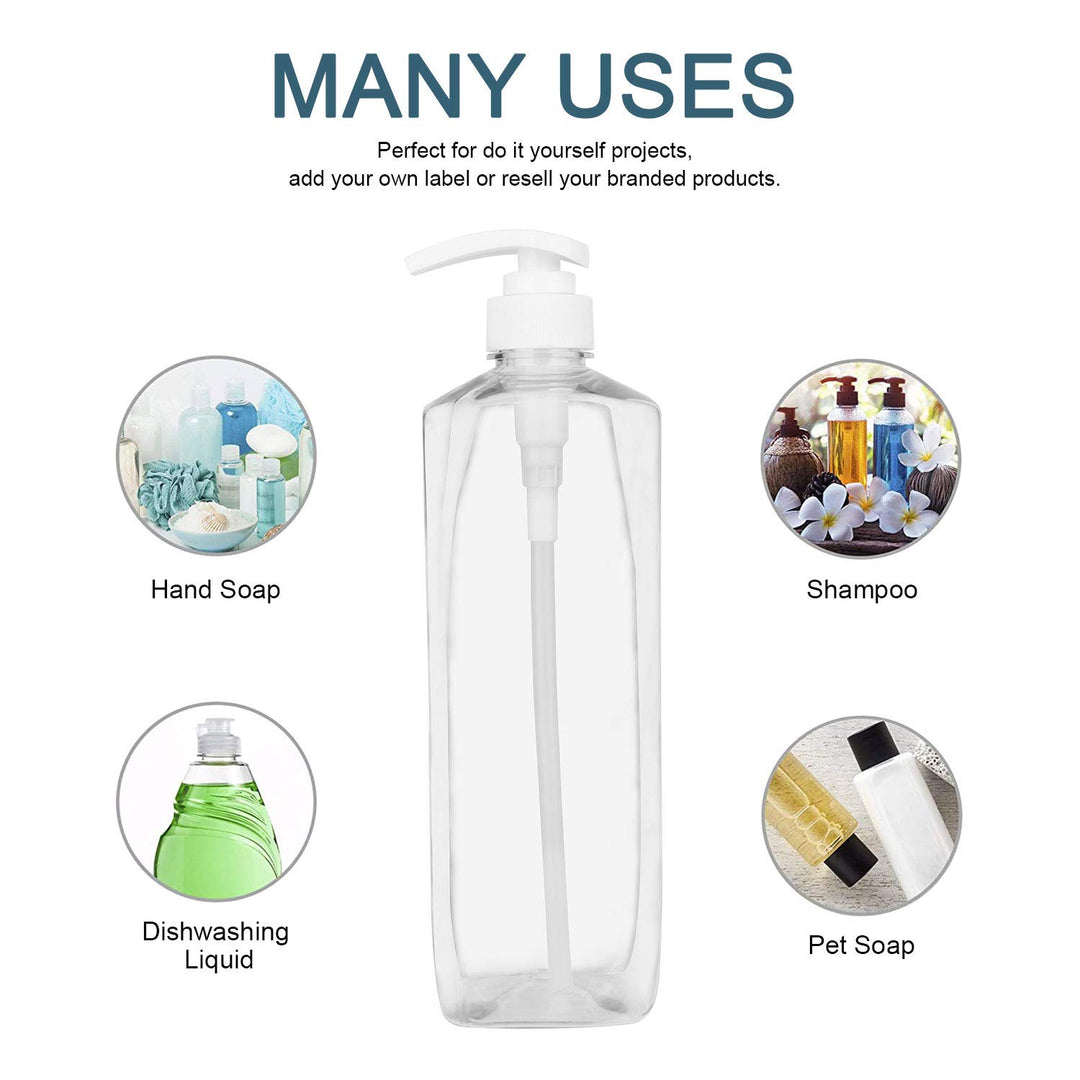 Plastic Pump Bottle 32oz, Soap Dispenser Empty Shampoo Dispenser Bottles for Cleaning Solutions,Hair,Oils,(3 Pack.1000ml)