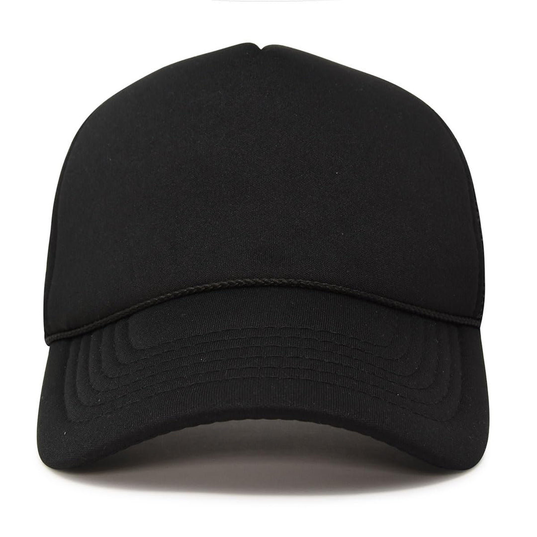 Plain Trucker Hat Mesh Cap in Black