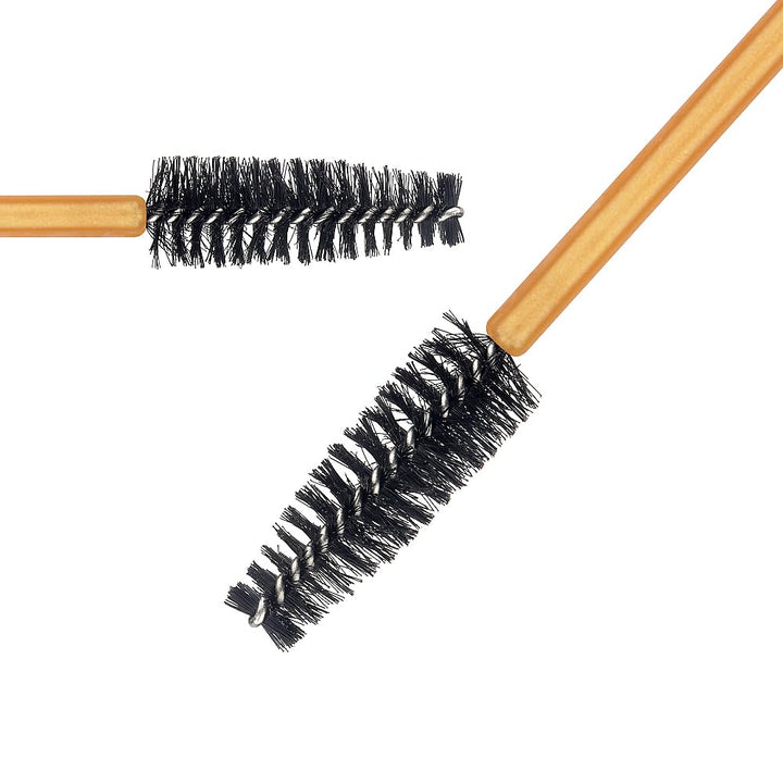 Gold/Black-300Pcs: 300 Pack Mascara Wands Disposable Eye Lash Brushes Applicator For Eyelash Extensions Makeup Tool Bulk, Gold/Black