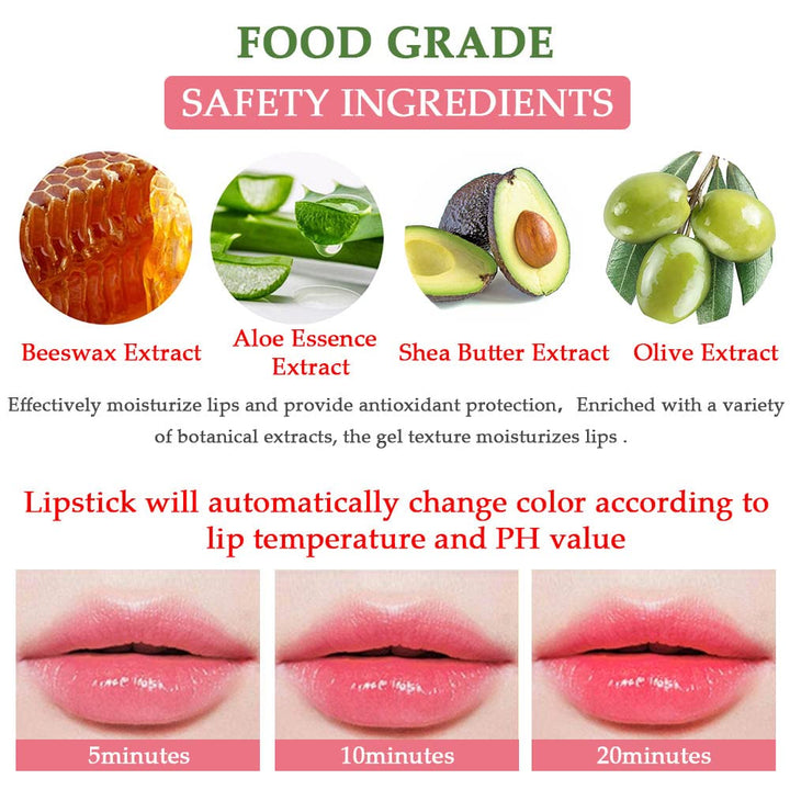 2Pcs Flower Jelly Color Changing Lipstick Magic Lipstick Lip Gloss with Flower inside,Clear Flower PH Jelly Lipstick Prime Lip Color Change Changing Lipstick Lip Blam