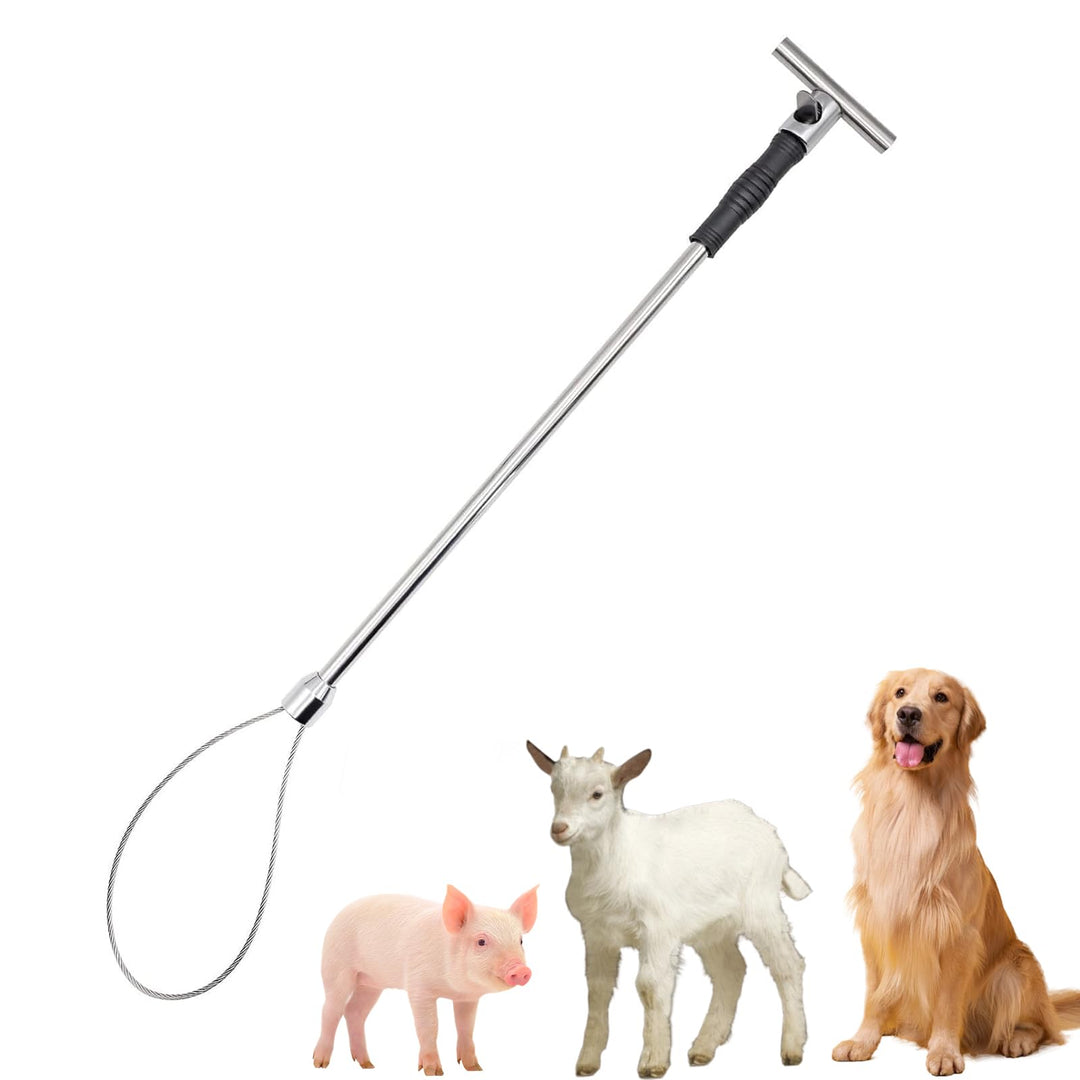 PAULOZYN Dog Catcher Pole Animal Control Pole Stainless Steel Pig Holder Catcher Heavy Duty Animal Catch Pole for Dog Pig Animals Swine Livestock