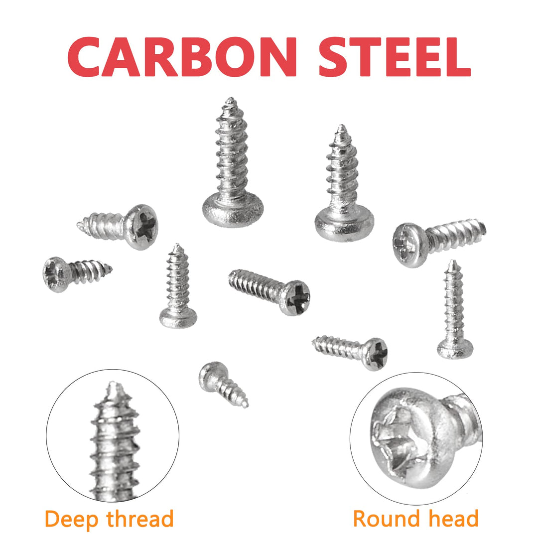 Carbon Steel Micro Eyelass Repair Screws Kit M1 M1.2 M1.4 M1.7 Tiny Phillips Round Head Watch Repair Screw , 1000 pcs Small Sunglass Self-Tapping Phillips Screws with Tweezers