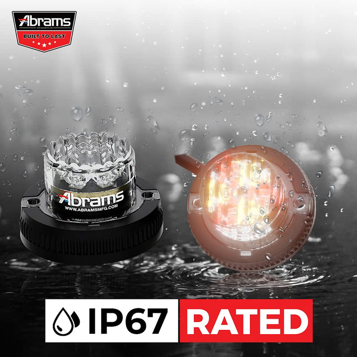 SAE Class-1 Impact 6 (Amber/White) 18W - 6 LED Snow Plow Truck Vehicle LED Hideaway Surface Mount Strobe Warning Light