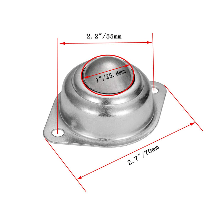 6 Pcs - 1 Roller Ball Transfer Bearing,Flange Mounted Carbon Steel Round Ball Transfer Unit Universal Rotation Ball Casters for Conveyor,Roller Stand,Transmission, Load 400 lbs