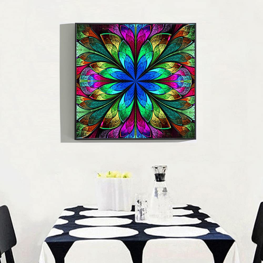 5D Mandala Diamond Painting Kits for Adults, DIY Diamond Art Full Drill Cross Stitch Embroidery Crafts for Home Decor (14 x 14 in) (Green) (PTM)