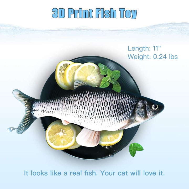 2 Pack 11 Floppy Fish Cat Toys with SilverVine and Catnip for Indoor Cats for Small Dogs Interactive Automatic Flopping Kicker Toys for Cats Puppy (Redblackcarp)
