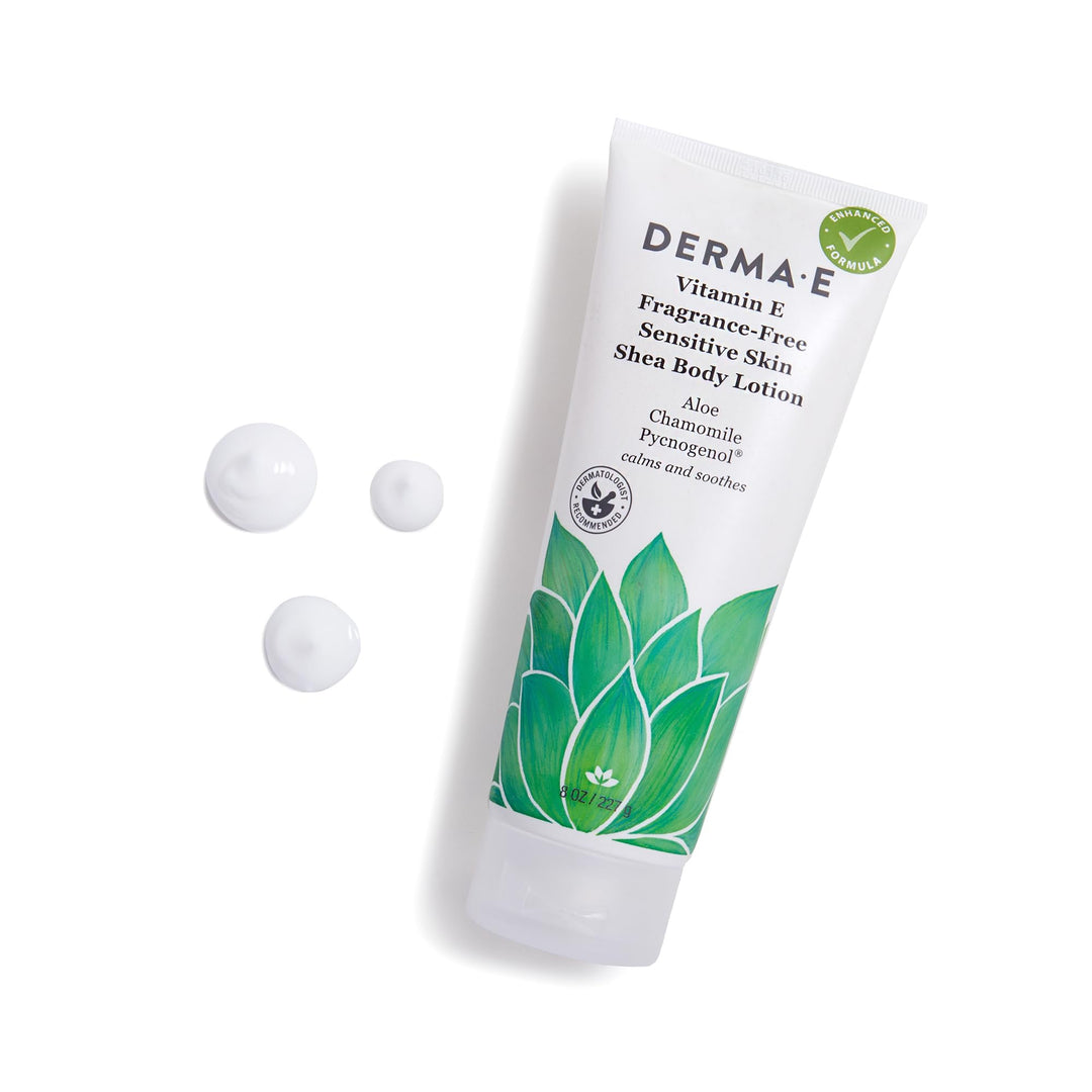 Vitamin E Intense Moisture Body Lotion, 8 Oz, Fragrance-Free Moisturizing Lotion with Shea Butter, Aloe Vera, Chamomile & Pycnogenol, Soothing Sensitive Skin Lotion