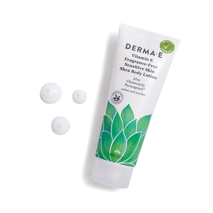 Vitamin E Intense Moisture Body Lotion, 8 Oz, Fragrance-Free Moisturizing Lotion with Shea Butter, Aloe Vera, Chamomile & Pycnogenol, Soothing Sensitive Skin Lotion