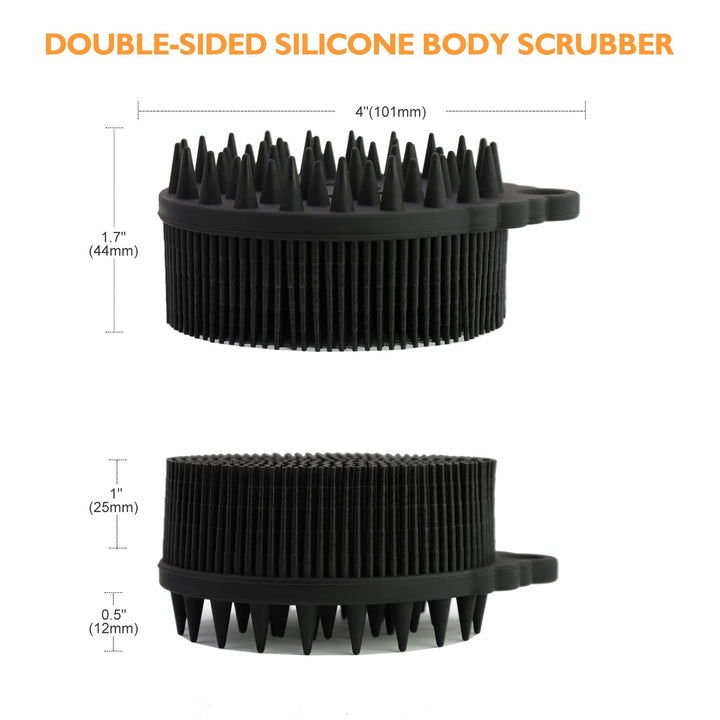 Body Scrubbers for Use in Shower, Easy to Grip, Soft Silicone Loofah for Women Men, 2 in 1 Body Brush for Showering, Easy to Clean, Easy Dry, Hangable, 1PC Black
