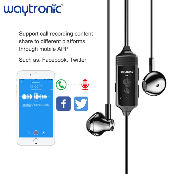 Phone Recorder Bluetooth Call Voice Recording Headset Skype Facebook Whatsapp Video Audio Recording only for iPhone (3.5 mm Plug)