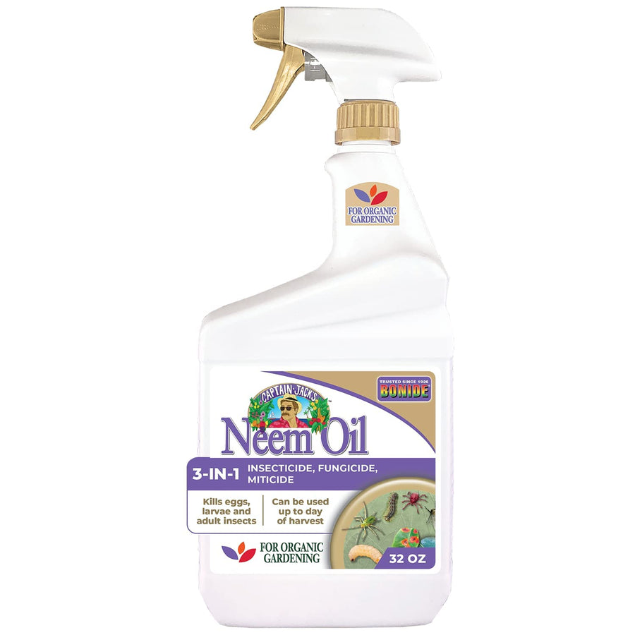 Captain Jack's Neem Oil, 32 oz Ready-to-Use Spray, Multi-Purpose Fungicide, Insecticide and Miticide for Organic Gardening