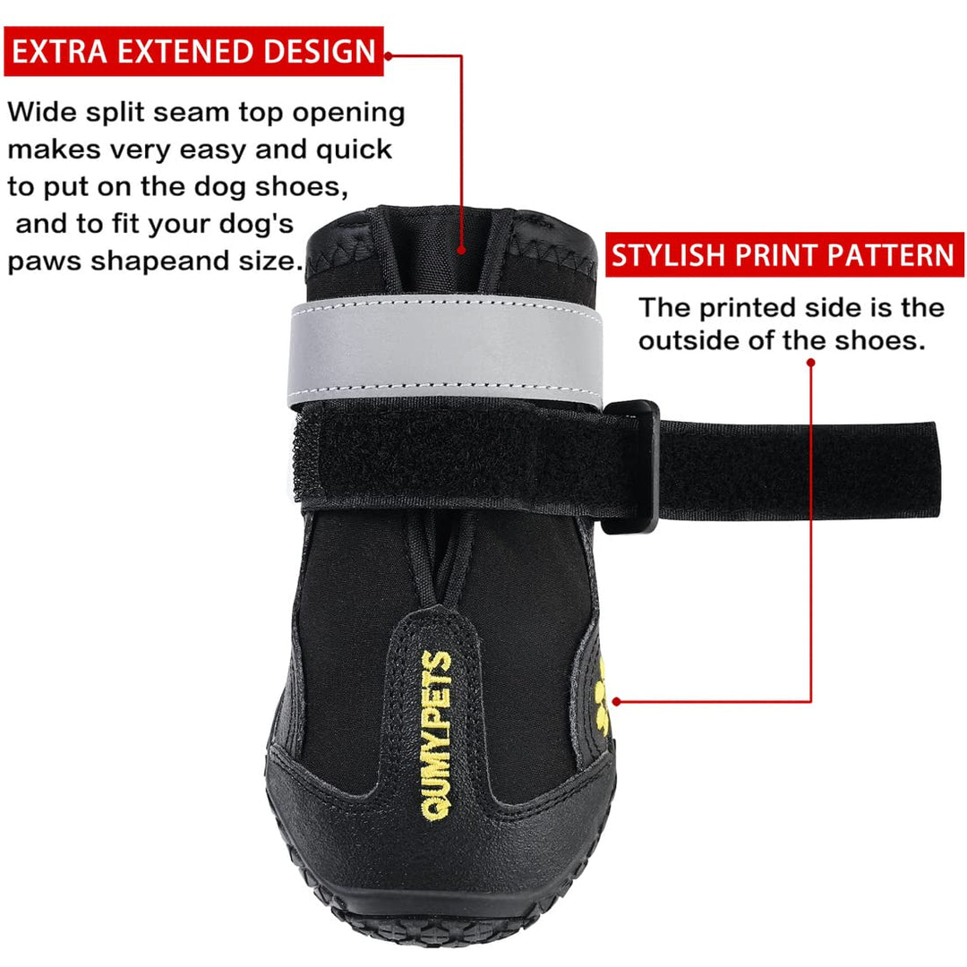 Dog Shoes for Large Dogs, Medium Dog Boots & Paw Protectors for Winter Snowy Day, Summer Hot Pavement, Water-Resistant in Rainy Weather, Outdoor Walking, Indoor Hardfloors Skid-Resistant Sole